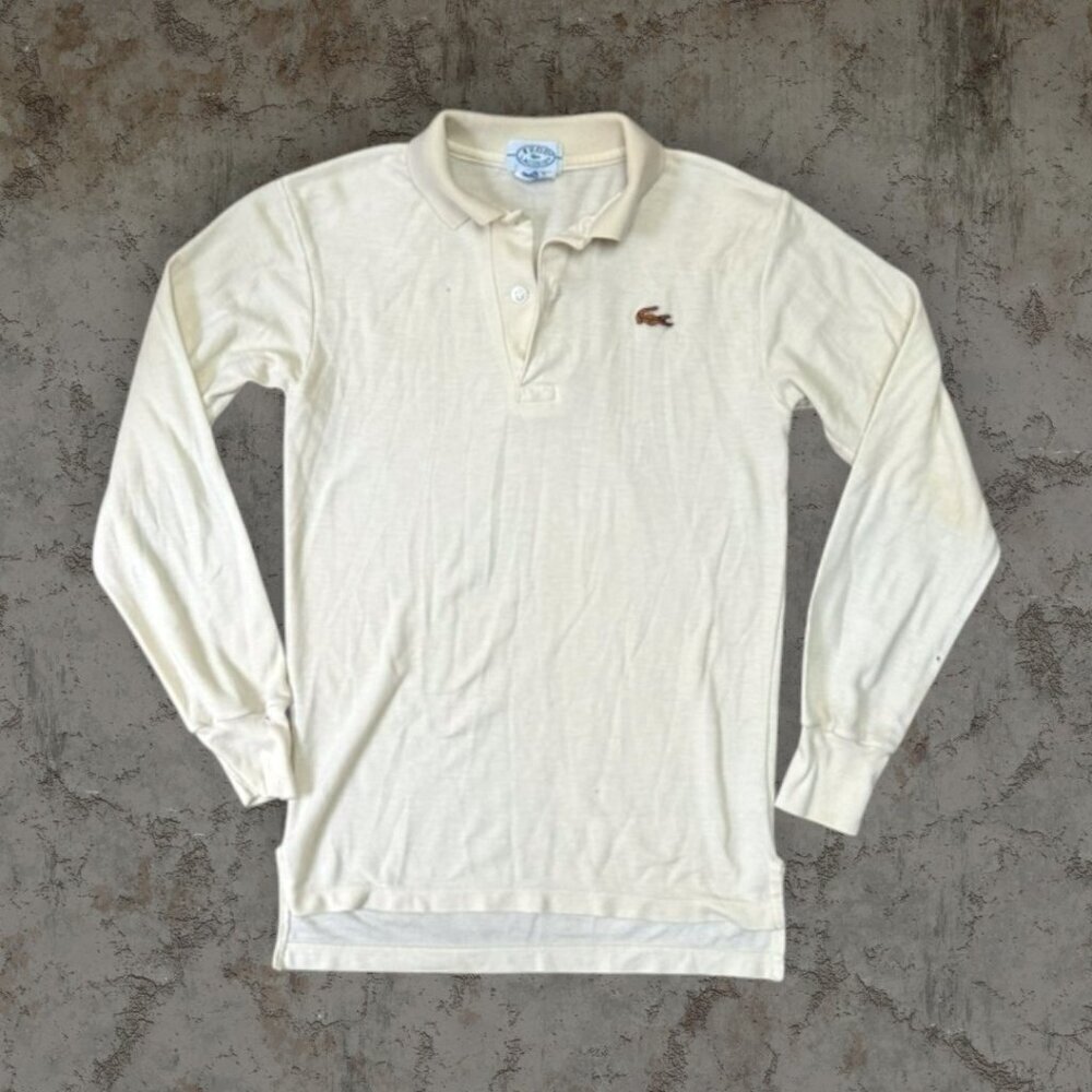 Izod Lacoste Boys Polo Shirt Brown Crocodile Long Sleeve Classic Preppy Boys 14